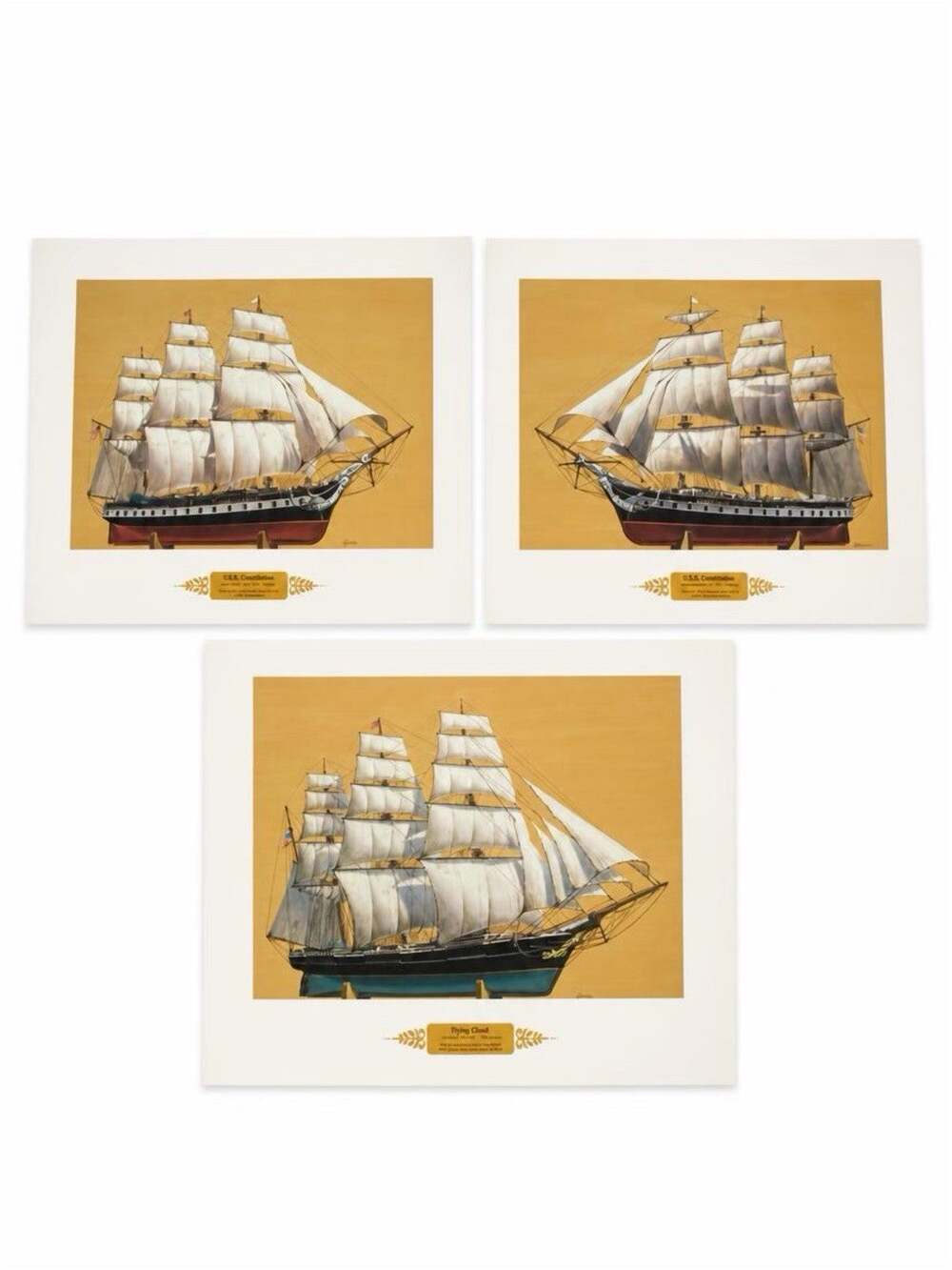 VTG Antique Model Ships USS Constitution 1797 FlyingCloud 1851 Garcia ArtPrint